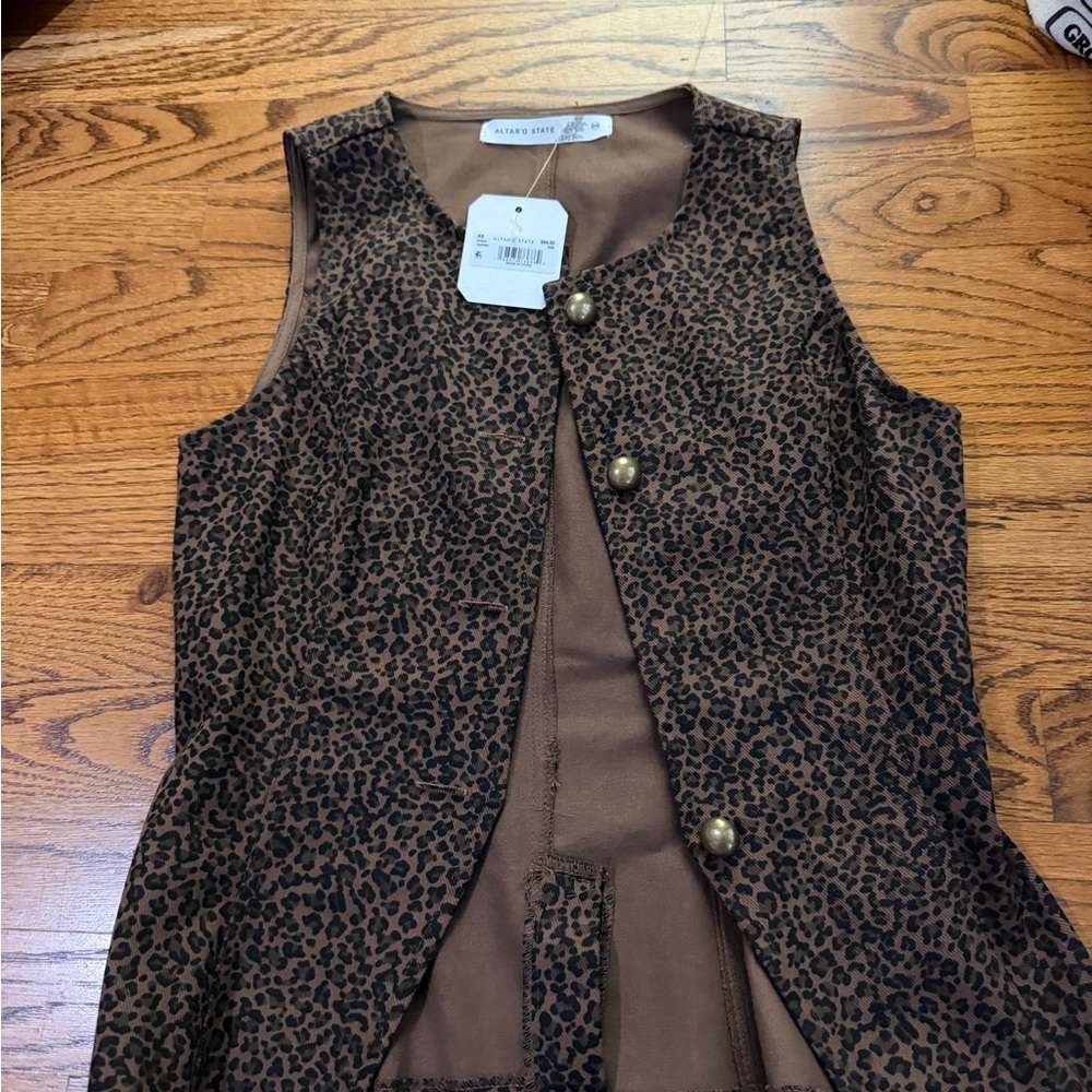 Altar'd State Brown Leopard Print Vest